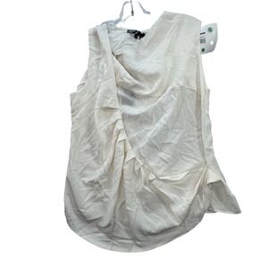 $198 Designer Brian Dales 46 Womens Size Medium Blouse Ivory Modern‎ Unique